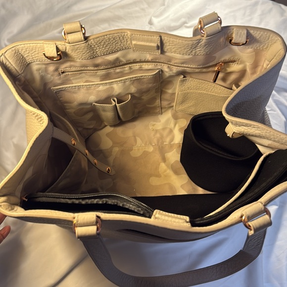 Dange Dover Allyn Leather Laptop tote bag / Bone Large 14 inches - Picture 8 of 14